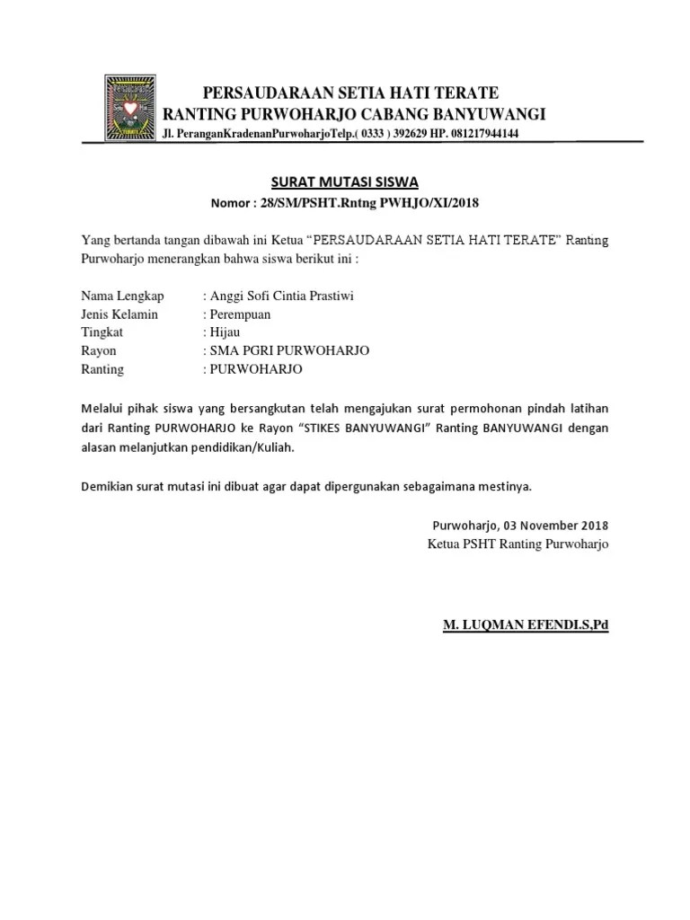 Pencak silat persaudaraan setia hati terate (psht) desa baleraksa kecamatan. Contoh Surat Izin Sakit Siswa Psht Nusagates