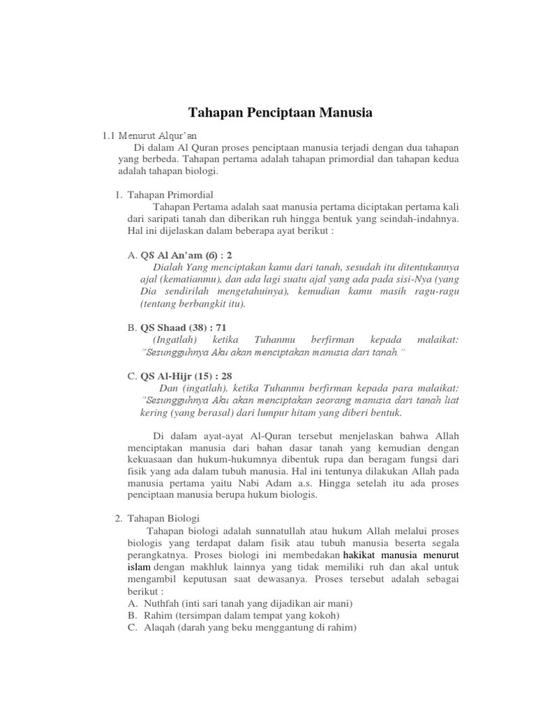Tahapan Penciptaan Manusia | PDF