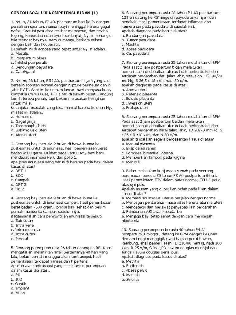 Soal - Uji Kompetensi Bidan | PDF
