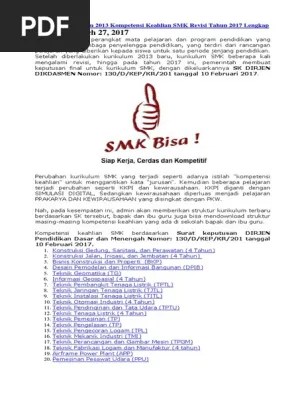 Struktur Kurikulum 2013 Kompetensi Keahlian SMK Revisi Tahun 2017 Lengkap |  PDF