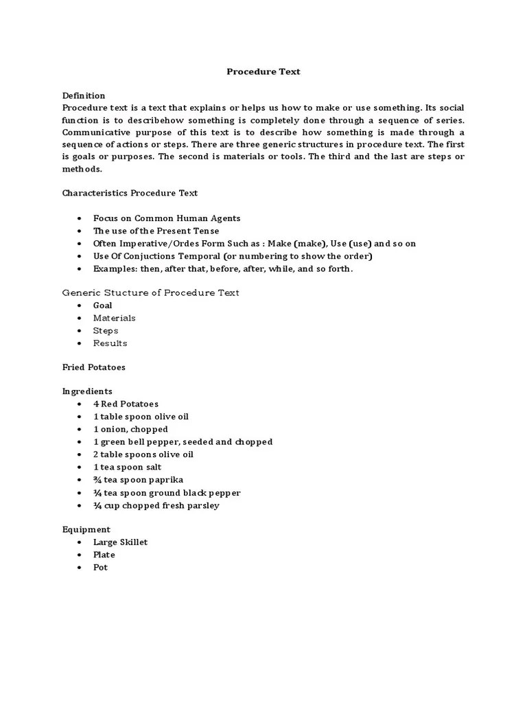 Prosedur Text | PDF | Potato | Cooking