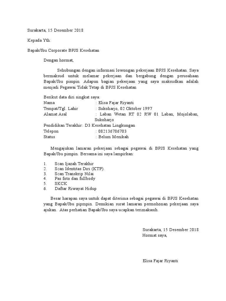 Contoh Headline Lamaran Kerja Bpjs Kesehatan Penting