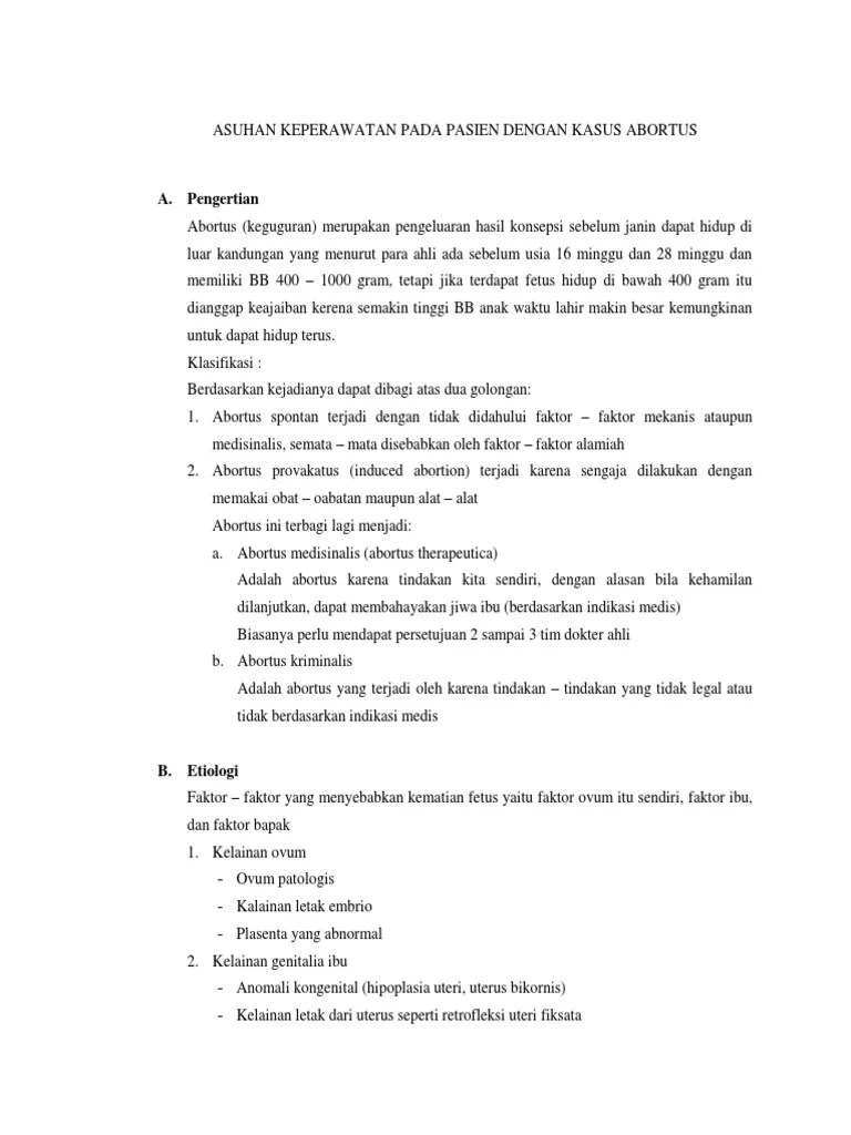 Asuhan Keperawatan Pada Pasien Dengan Kasus Abortus | PDF