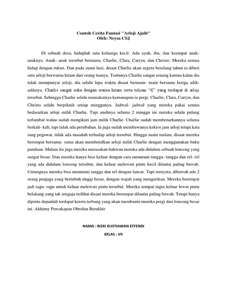 Materi teks cerita fantasi : Contoh Cerita Fantasi Pdf