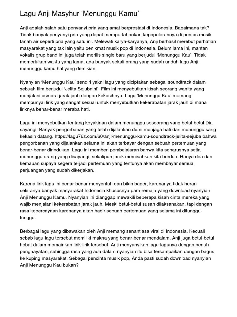 Lagu Anji Masyhur Menunggu Kamu'