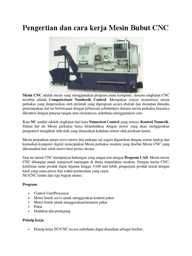 Pengertian Dan Cara Kerja Mesin Bubut CNC | PDF