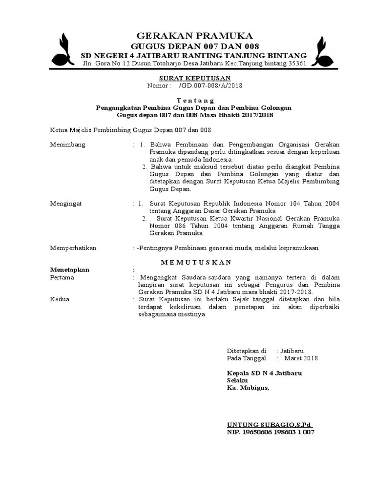 Keputusan kwartir nasional gerakan pramuka nomor: Sk Pembina Pramuka Pdf