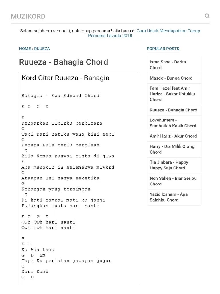 Best version of sambutlah kasih chords available. Kord Gitar Ruueza Bahagia Chord Muzikord Pdf