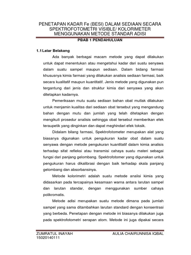 Penetapan Kadar Fe | PDF