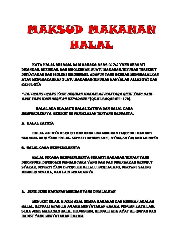 Maksud Makanan Halal | PDF