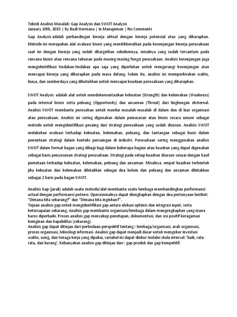 Because of increasingly fierce world economic competition, many organizations . Analisis Gap Pdf