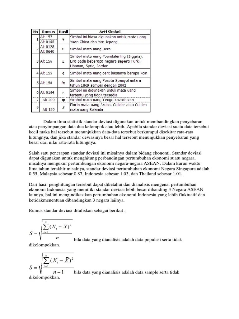 Simbol Dan Rumus Statistik | PDF