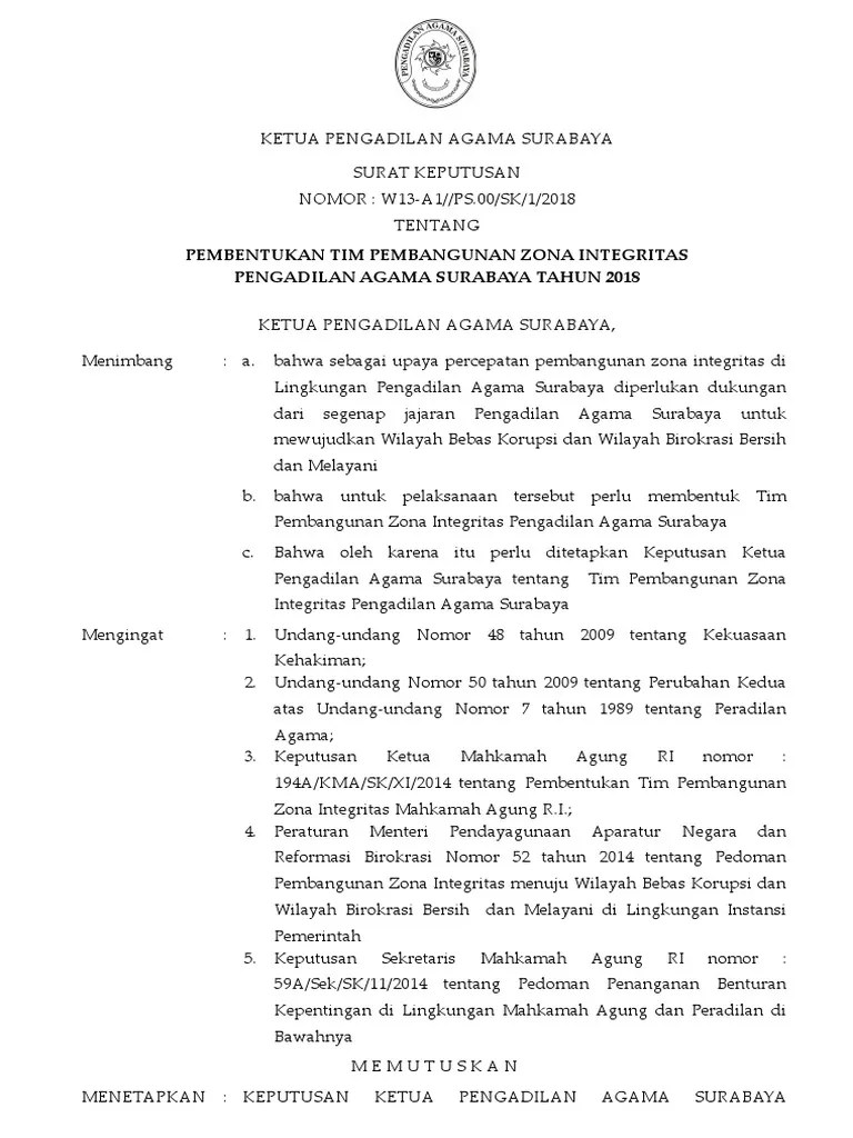 Surat keputusan kepala badan litbang kehutanan tentang. Contoh Sk Zona Integritas Beinyu Com