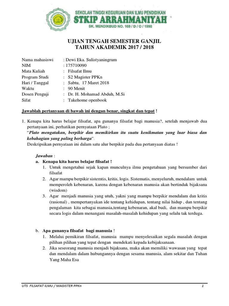 Soal Uts Filsafat Pendidikan Islam