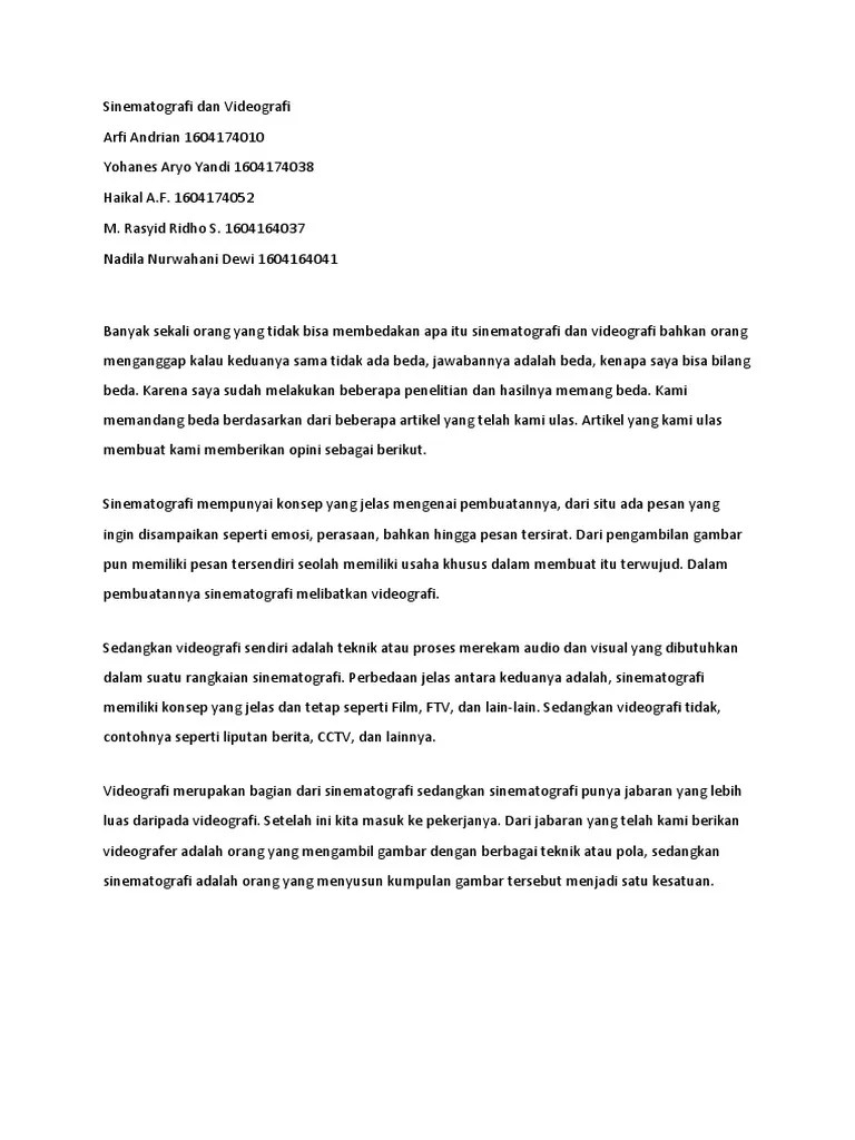 Sinematografi Dan Videografi