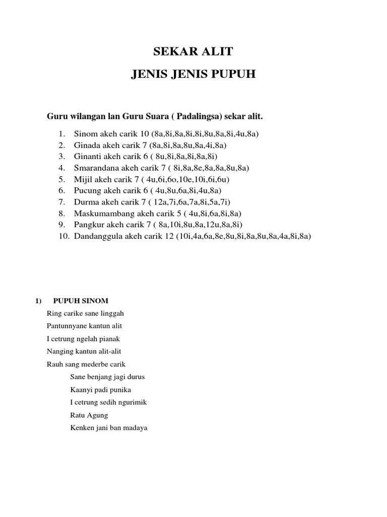 Sekar Alit Pupuh Sinom – Kita