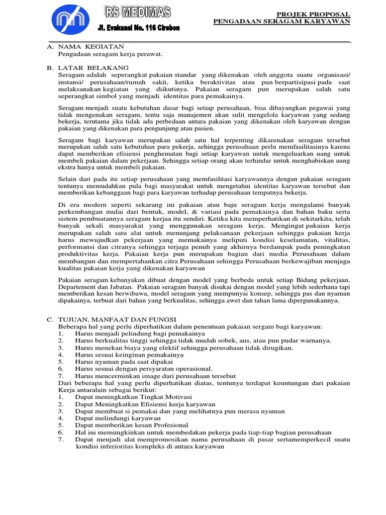 Contoh Proposal Pengadaan Seragam Karyawan – Tulisan