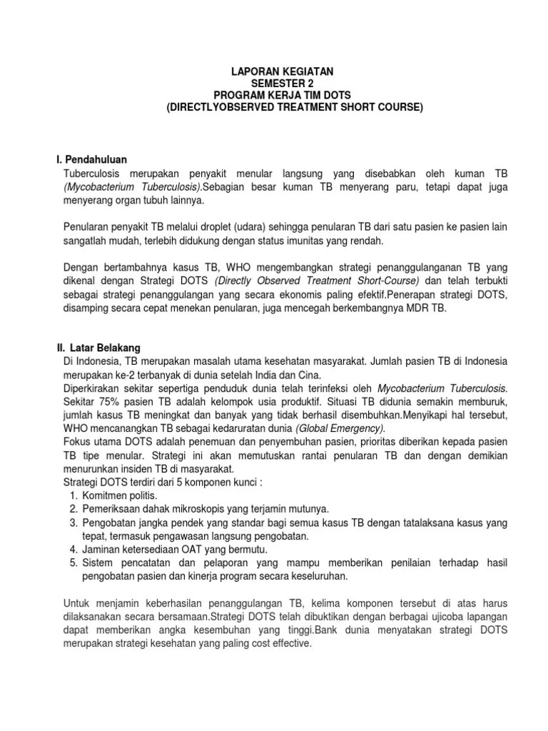 Heni · uraian tugas tim tb dots. Laporan Kegiatan Tim Tb Semester 2 Juli Desember 2018 Pdf