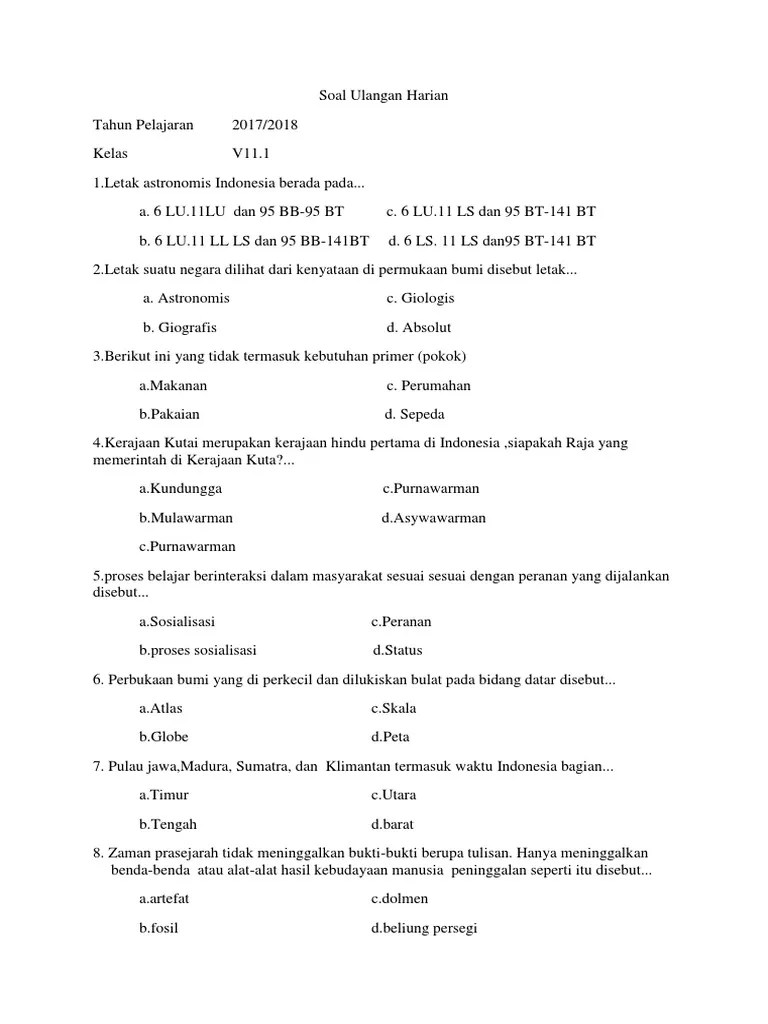 Soal Ulangan Hariankls v11 | PDF