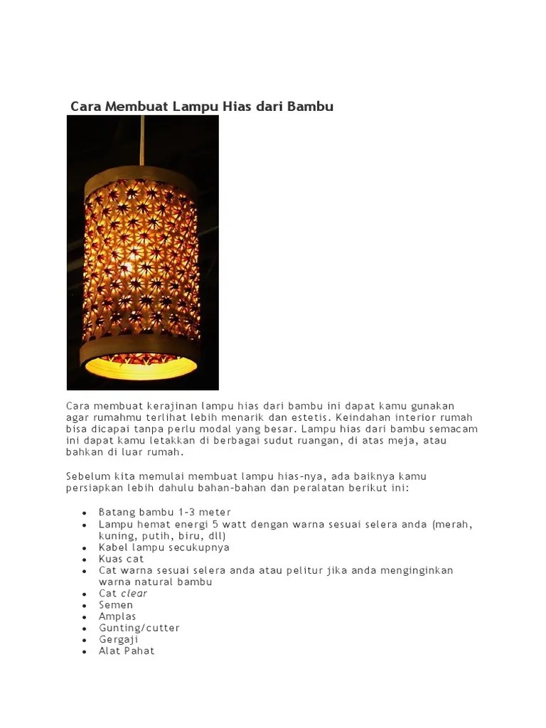 Cara Membuat Lampu Hias Dari Bambu | PDF
