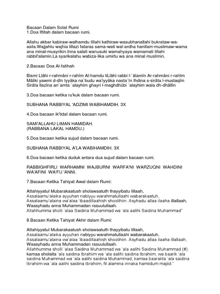 Sekiranya tidak mampu kerana jahil, harus membaca terjemahannya dalam sebarang bahasa yang . Bacaan Solat Dalam Rumi Pdf