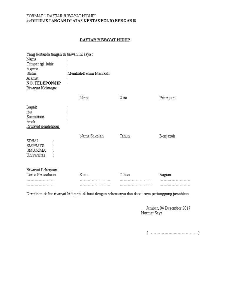 Gunakan kertas folio bergaris dan buat serapi mungkin. Lamaran Bobin Pdf