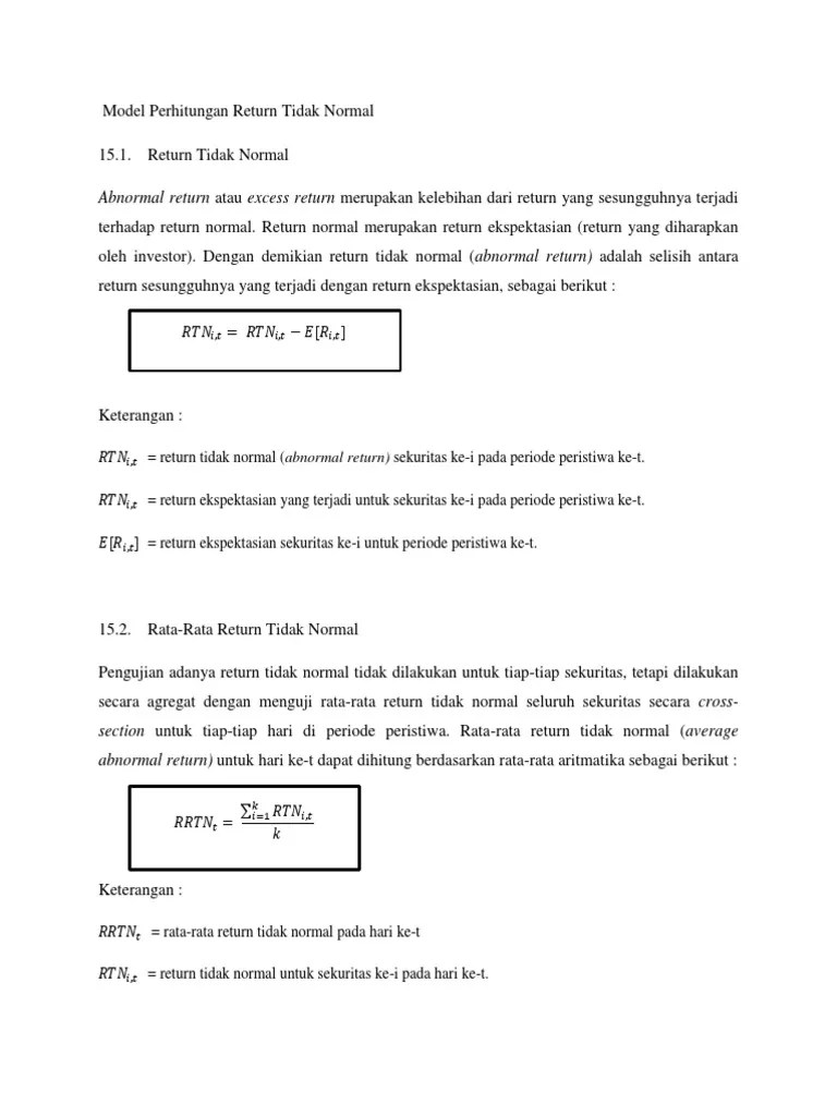 Bab 15 Model Perhitungan Return Tidak Normal | PDF