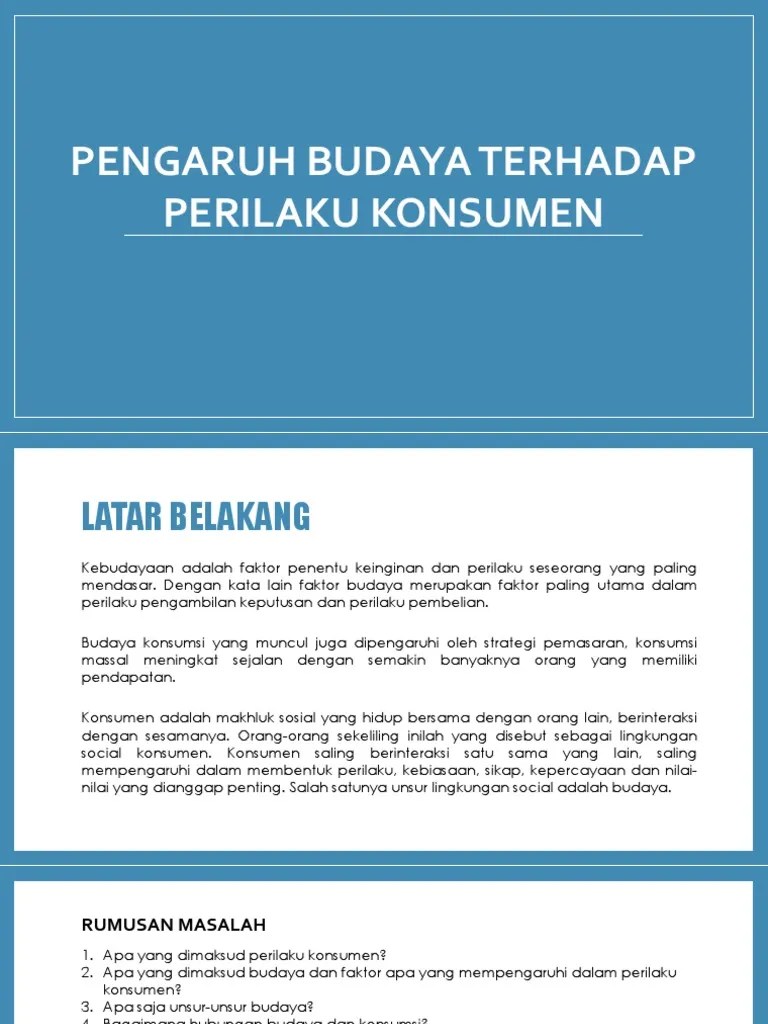 Pengaruh Budaya Terhadap Perilaku Konsumen | PDF
