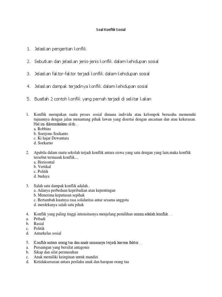 Soal Konflik Sosial SMP 1 Lembang | PDF