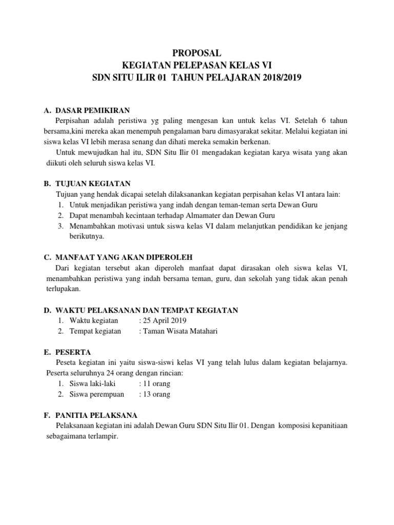 Peserta adalah siswa sd, smp, . Proposal Perpisahan Kelas Vi 1819 Pdf