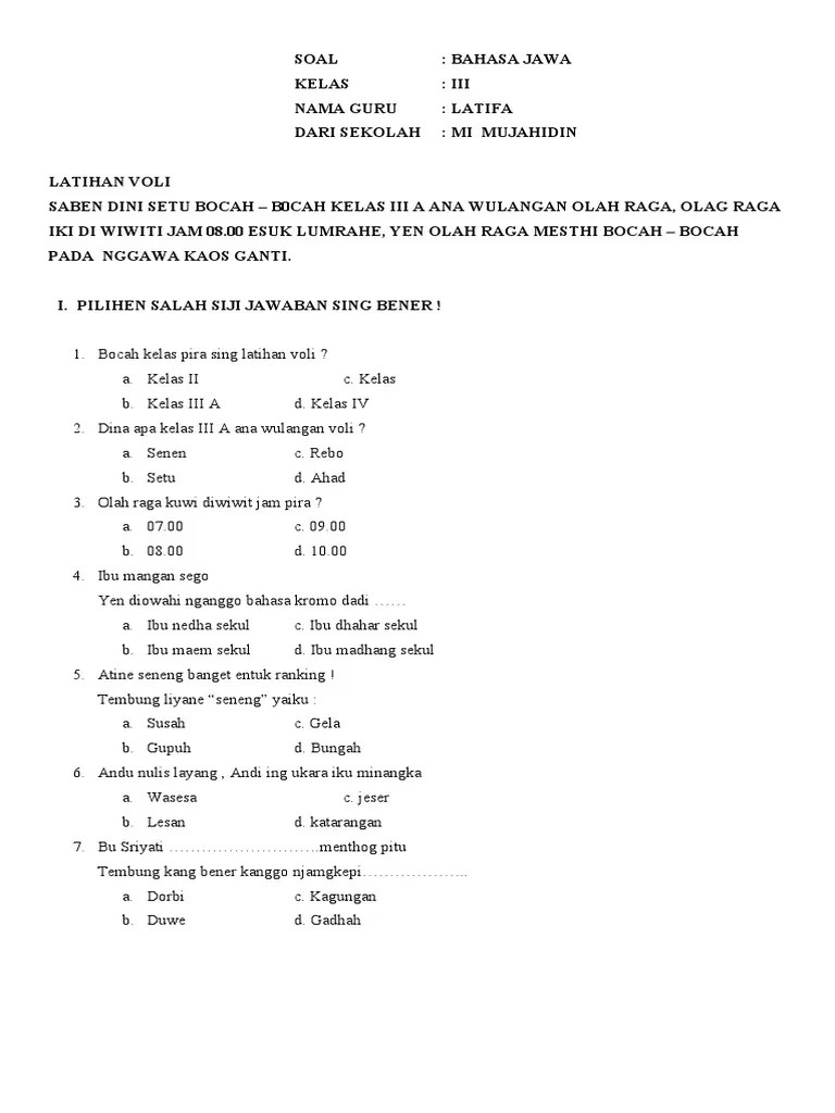 Soal Bahasa Jawa | PDF