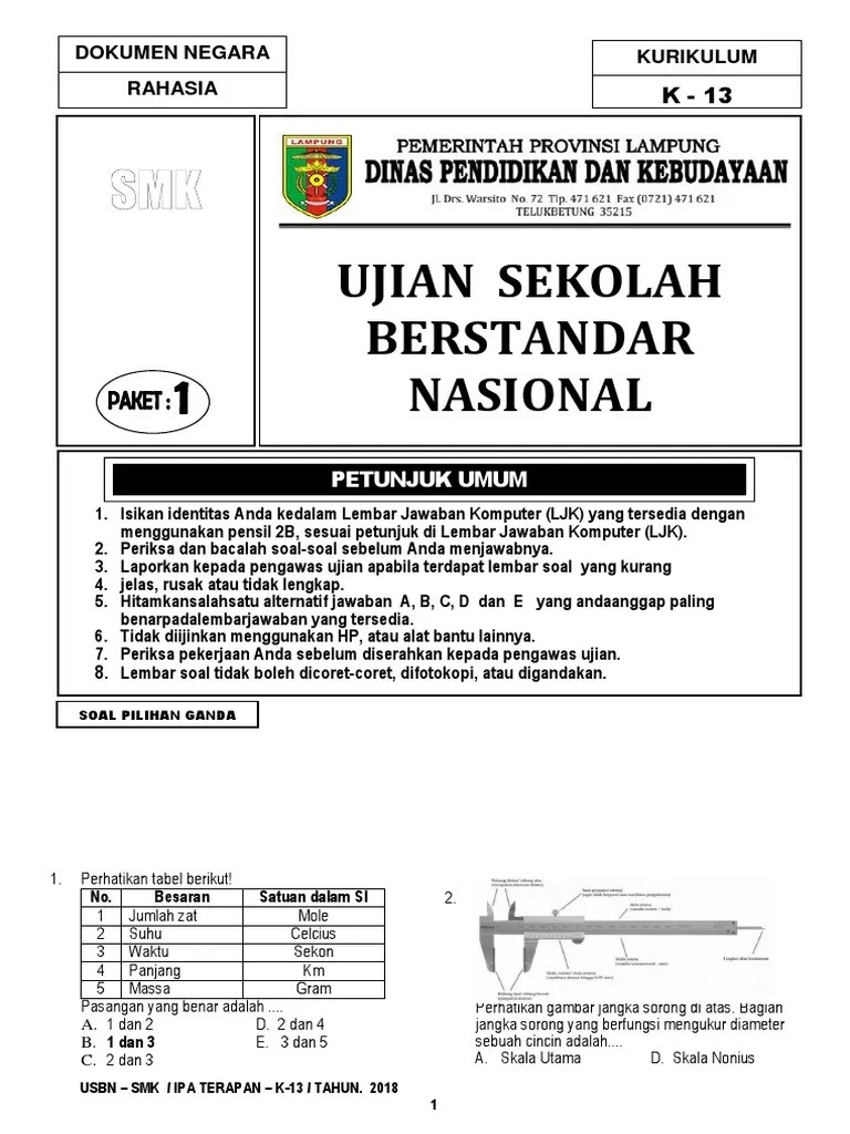 Soal ukk fix tkj smk negeri 4 gorontalo (2019). Soal Usbn Ipa Smk 2019 Beserta Kunci Jawaban Beinyu Com