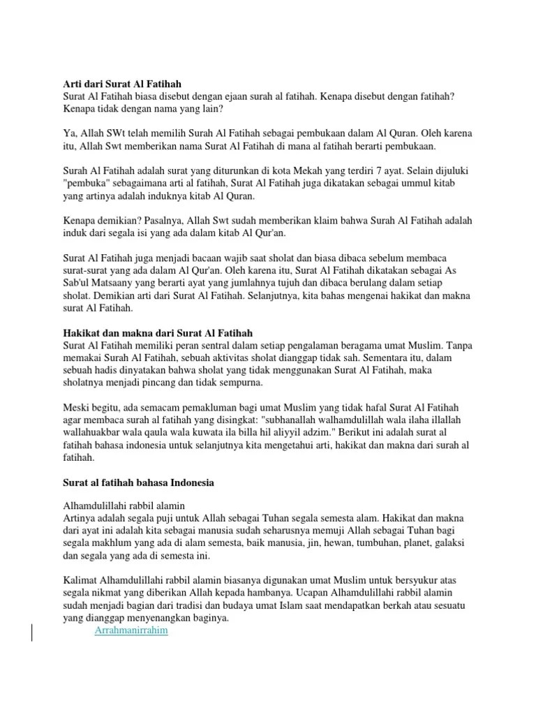 Arti Dari Surat Al Fatihah | PDF