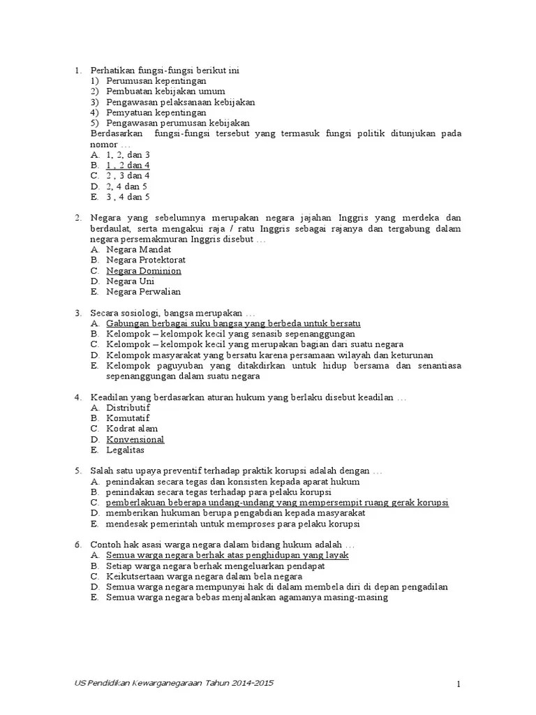 Soal Uas 2014 - 2015 | PDF