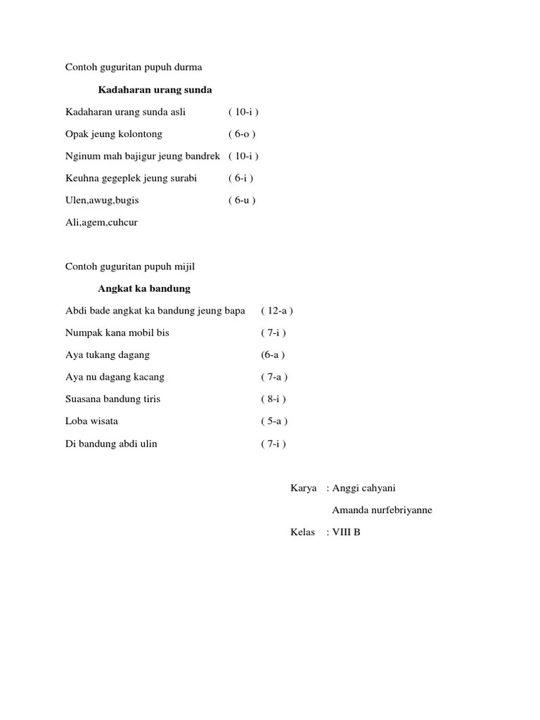 Contoh Guguritan Pupuh Durma | PDF
