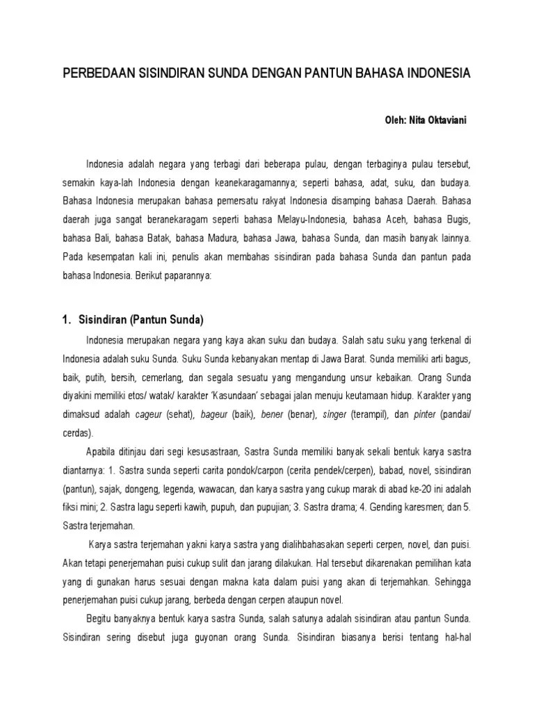 Dina rarakitan jeung paparikan, anu murwakanti the cangkang jeung eusina. Sisindiran Sunda Mulai Termakan Zaman Pdf