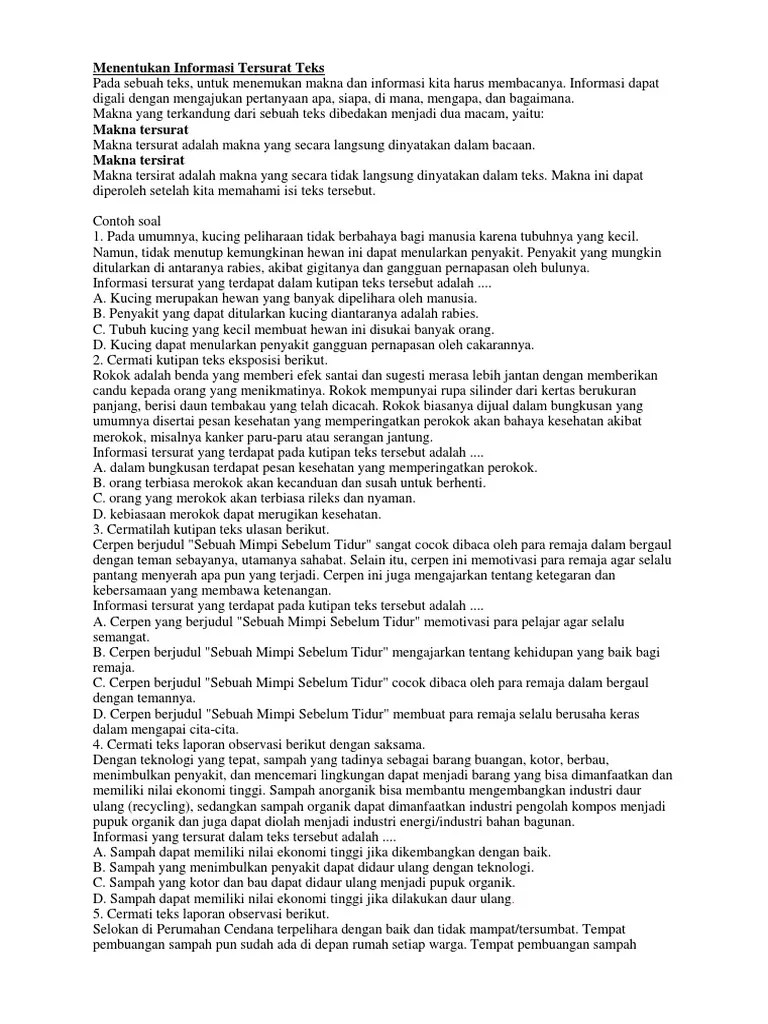 Pengungkapan tersebut melalui pemahaman terhadap maksud . Informasi Tersurat Mudah