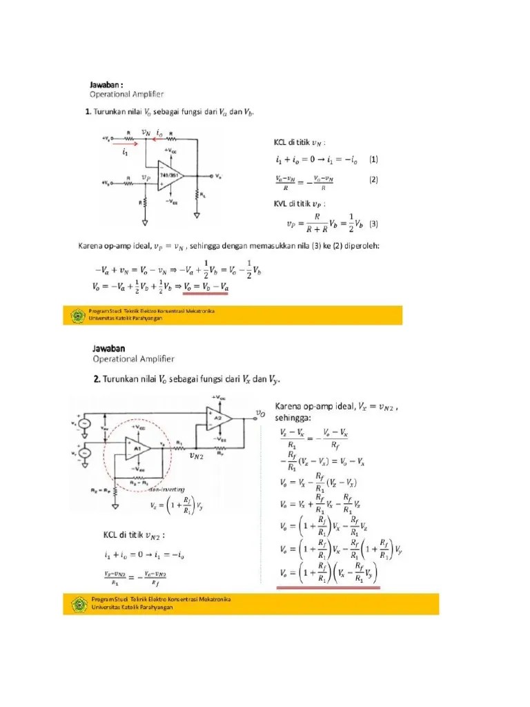 Sebuah rangkaian op amp pembalik seperti gambar di bawah memiliki nilai nilai . Contoh Soal Op Amp