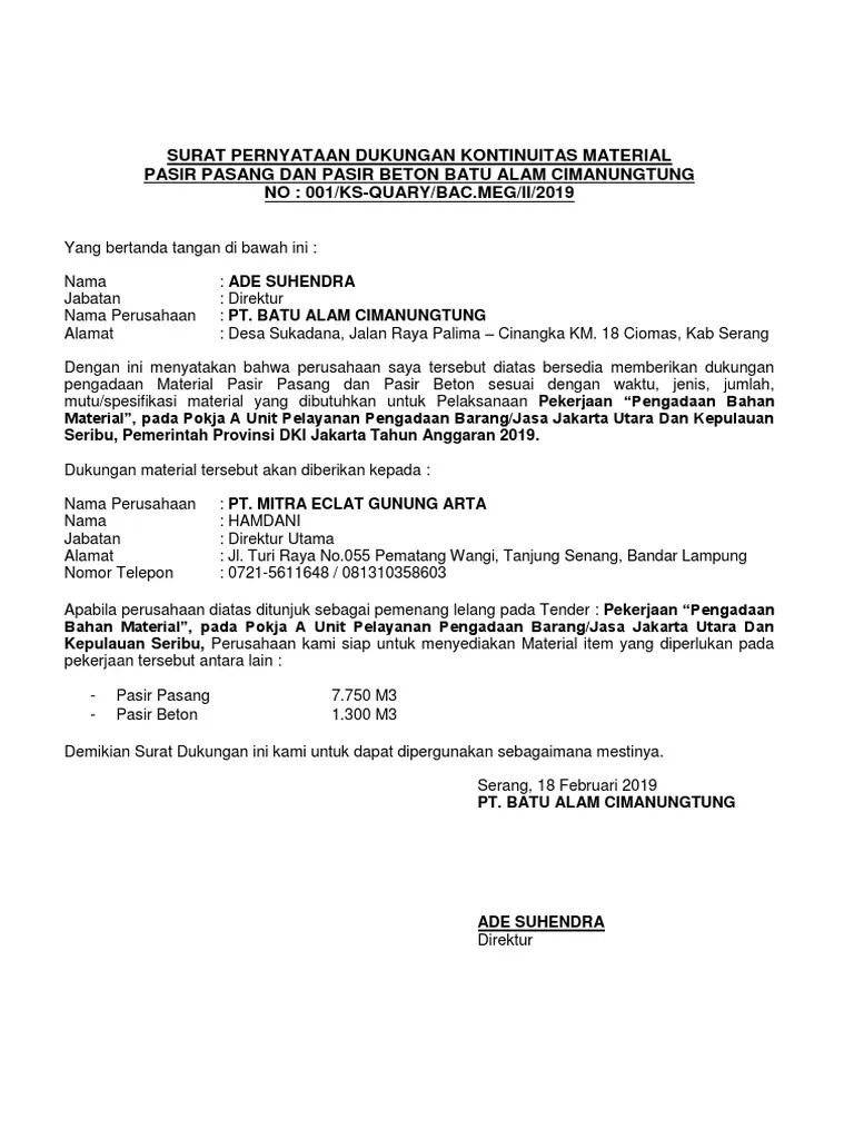 Format Surat Dukungan | PDF
