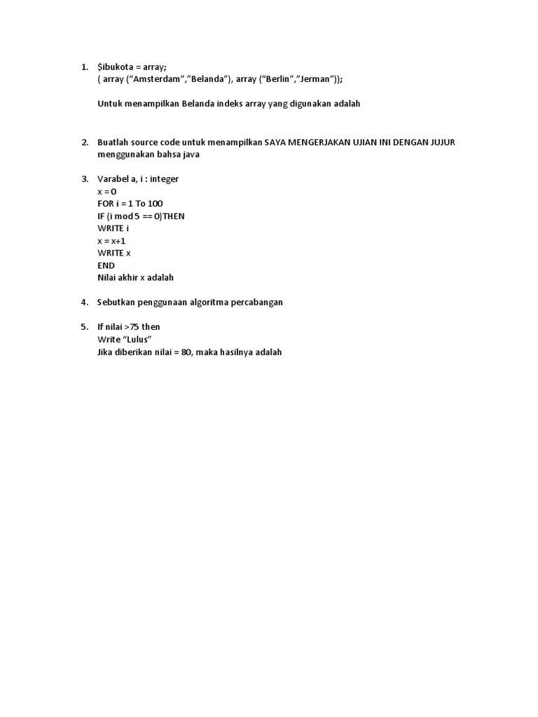 May 03 2020 soal explanation text pg dan essay by dimensi bahasa inggris 03 may. Soal Essay Pemrograman Dasar