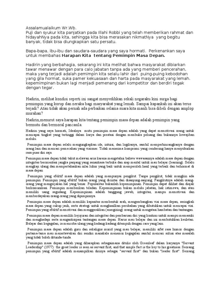 Pidato Pemimpin Yang Diharapkan Di Masa Depan | PDF