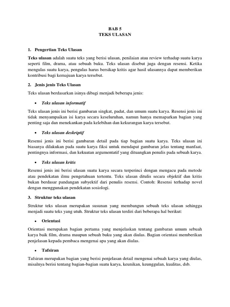 Contoh teks ulasan beserta strukturnya. Teks Ulasan Pdf