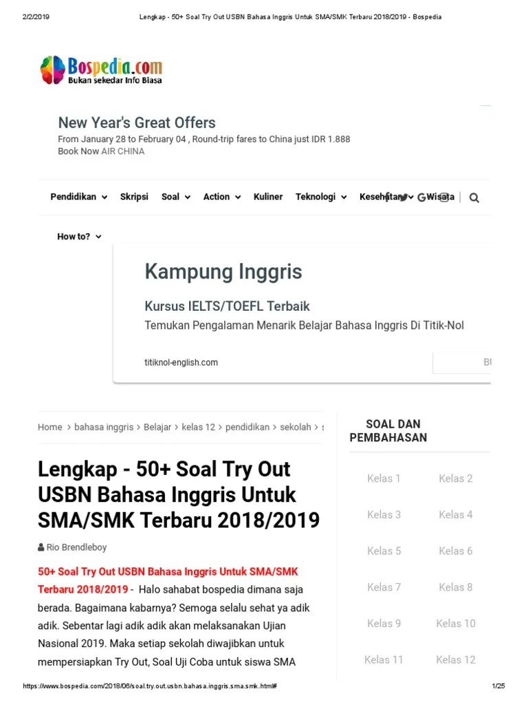 There's an answer if you reach into your soul and the sorrow that you know will melt away and then a hero comes along with . Contoh Soal Usbn Bahasa Inggris Untuk Smk Berserta Jawabannya Revisi Id