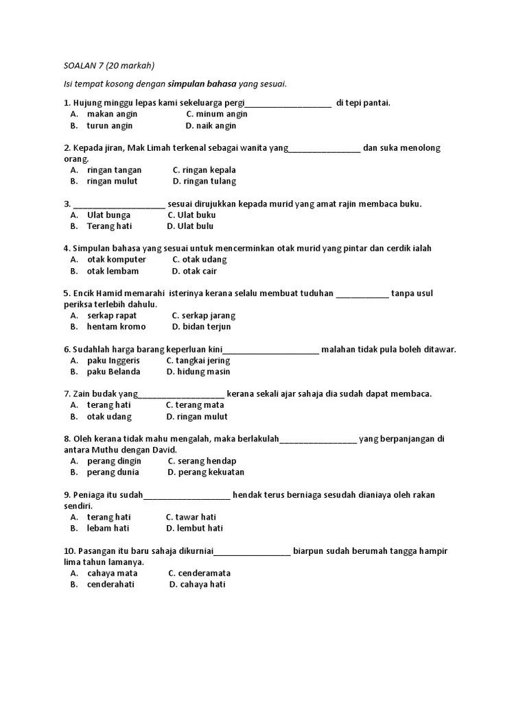 Paku belanda maksud peribahasa · simpulan bahasa tahun 6 himpunan peribahasa · dewan bahasa dan pustaka malaysia simpulan bahasa simpulanbahasa . Kuiz Simpulan Bahasa 1 Pdf