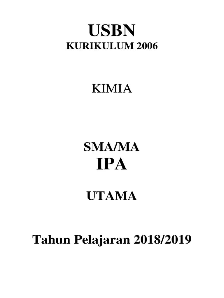 Betul SOAL LINK SMA Kimia IPA Kur2006 UTM 1819 Muthmainnah