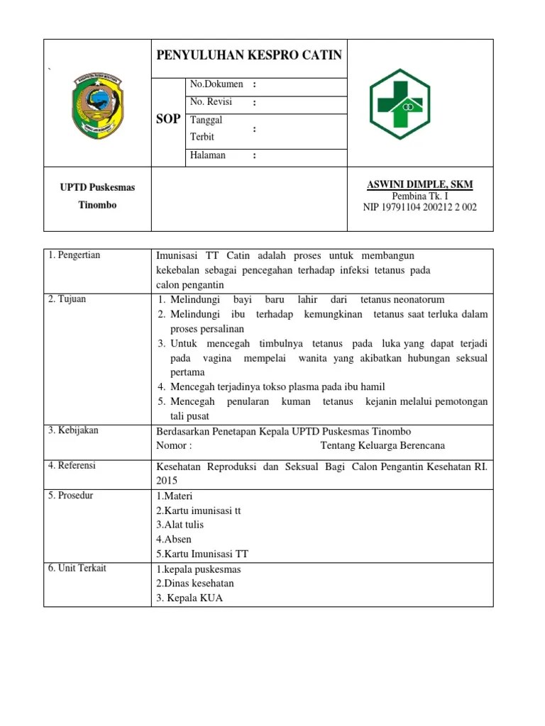 384192279-Sop-Penyuluhan-Kespro-Catin Ayuk Suci | PDF