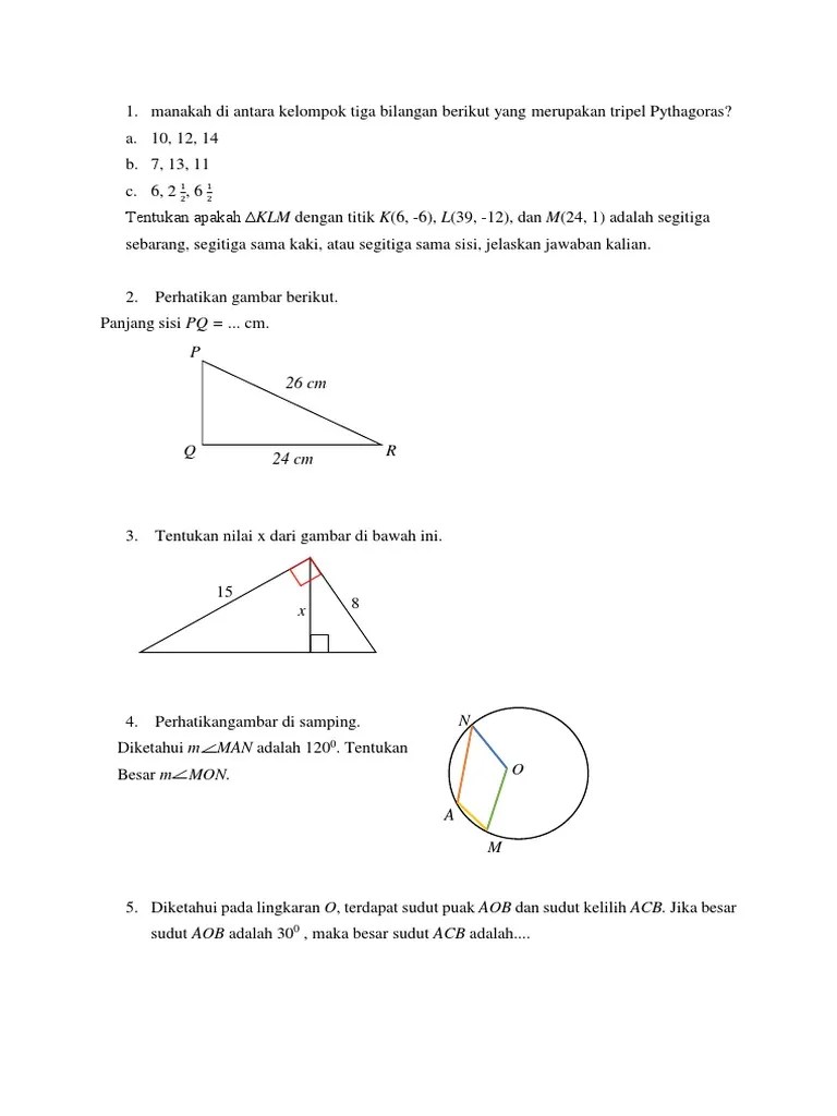 Soal Mid Matematika Kls 8 | PDF