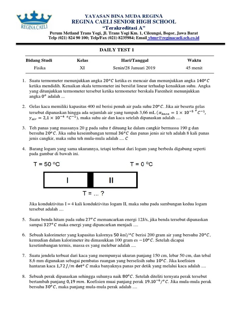 Daily Test FISIKA 1 Kelas XI A | PDF