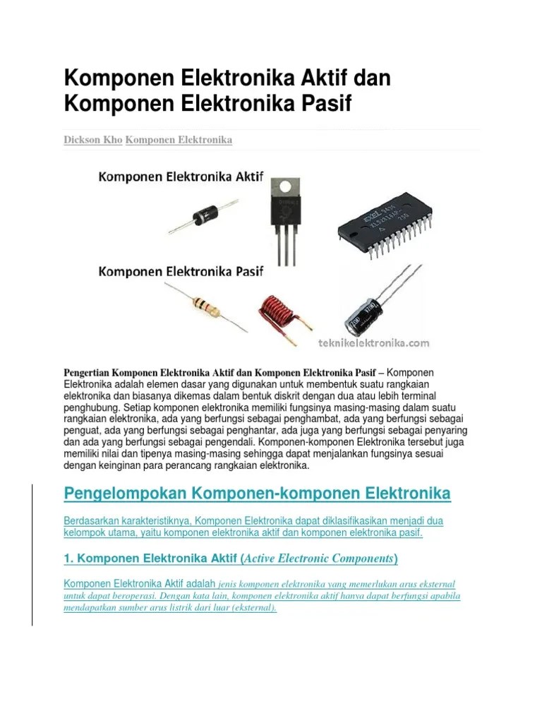 Komponen Elektronika Aktif Dan Komponen Elektronika Pasif | PDF