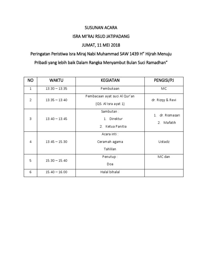 Susunan Acara Isra Mi&rsquo;raj | PDF